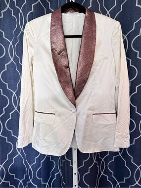Vineyard Vibes Ivory Blazer with Metallic Bronze Collar Size Small NWOT D1